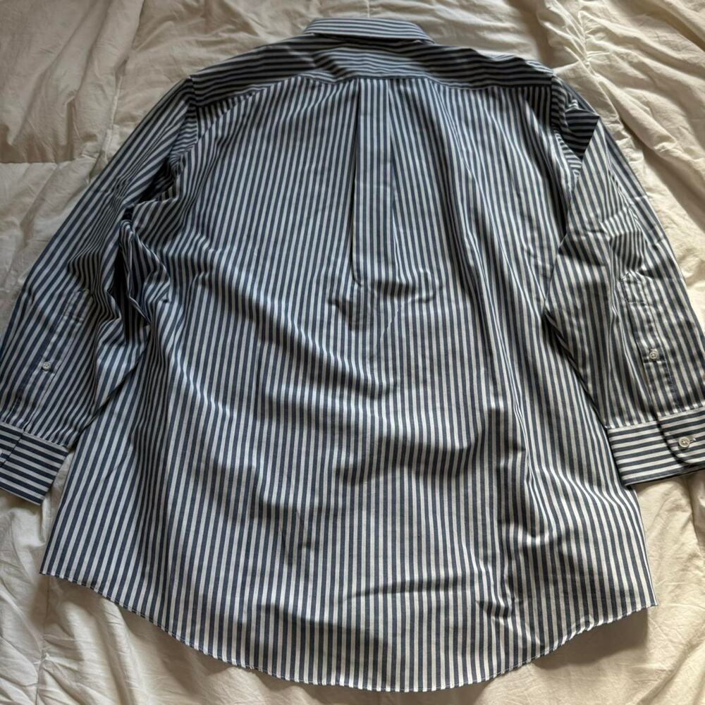 Stafford Vintage blue white striped button down shirt sz XL broadcloth academia - Picture 6 of 7
